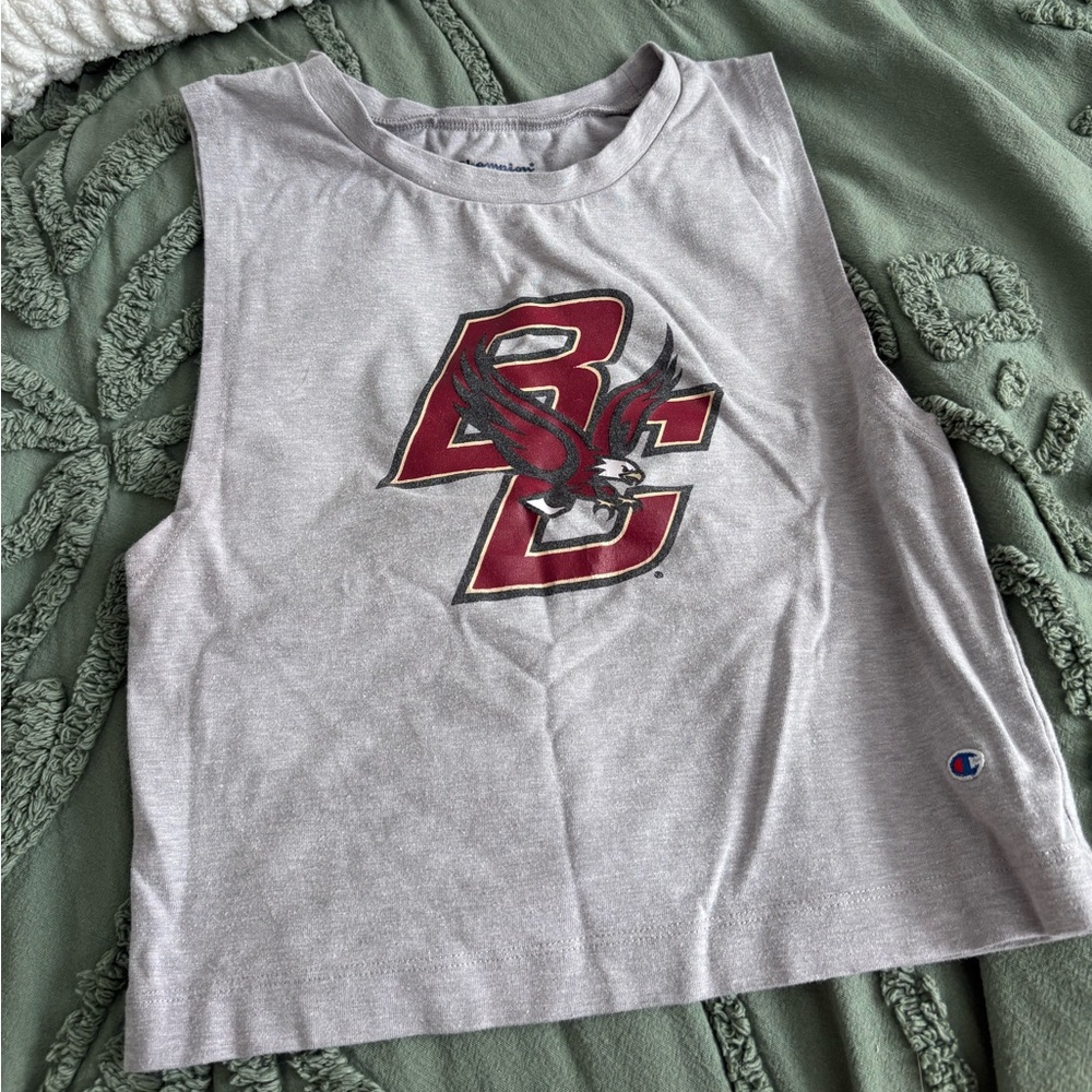 Champion Gray Muscle Tee with Red Graphic